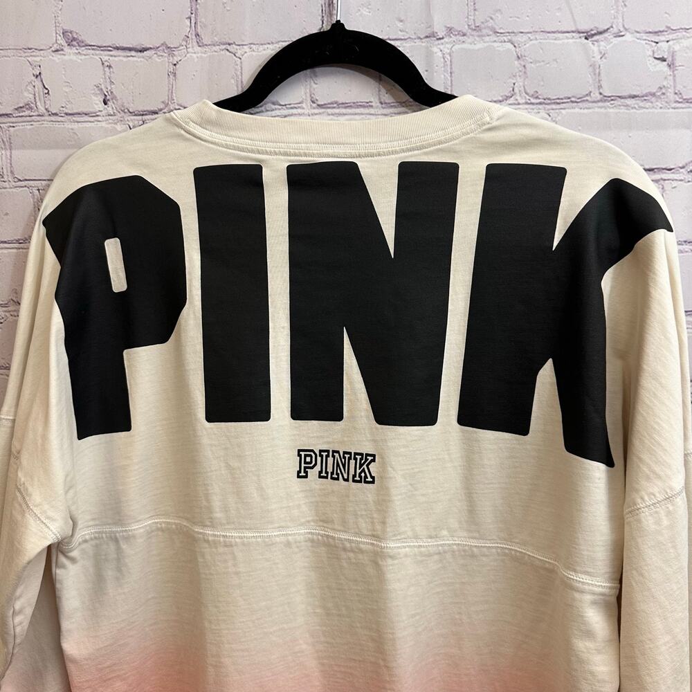 Victoria's Secret PINK Ombre Long Sleeve Shirt Reverse Dip Dye Women's XS - Picture 2 of 6
